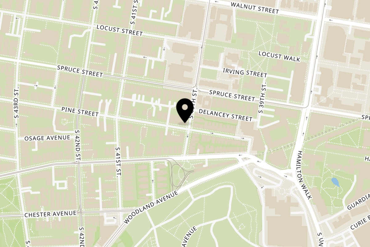 Map showing the location of Greek Lady on 222 S 40th St in Philadelphia
